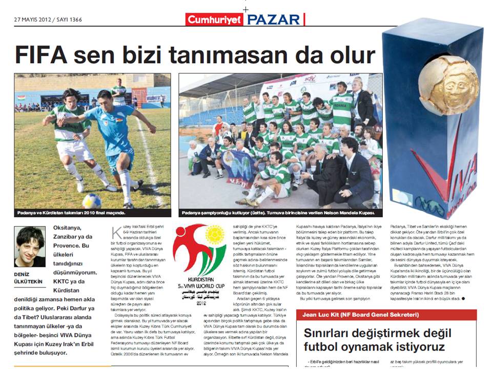 Cumhuriyet Gazetesi (Türkiye): "FIFA sen bizi tanımasan da olur"